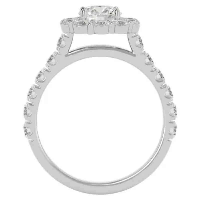 2 ct. t.w. Halo Moissanite Engagement Ring 14 Karat Gold