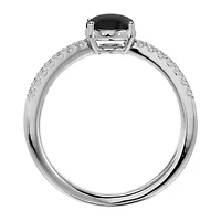 Lab Created 1 1/2 ct. t.w. Oval Shape Emerald and Halo Diamond Ring Sterling Silver