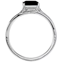 1 3/4 Carat Emerald Shape Black Onyx and Diamond Ring In Sterling Silver