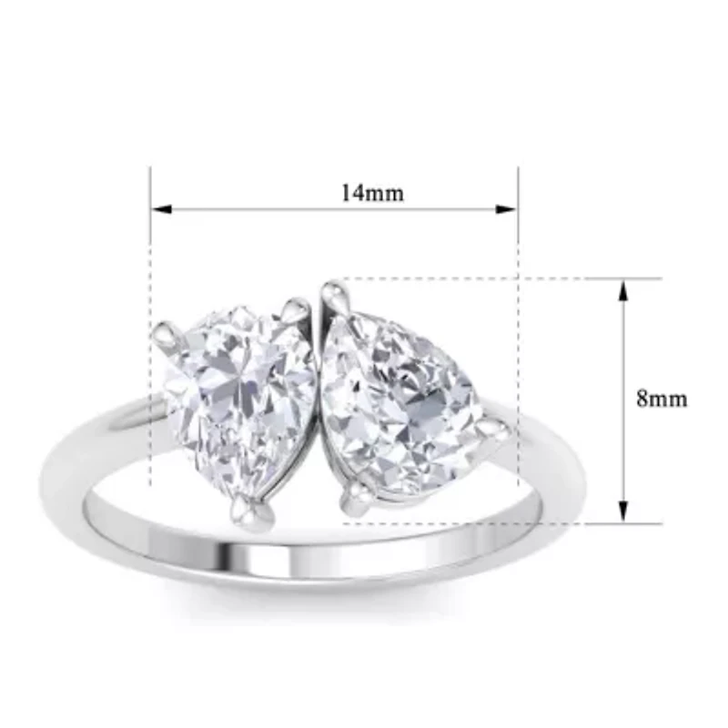 Lab Created 2 ct. t.w. Grown Diamond Toi Et Moi Ring, Pear-Pear, 14K Gold