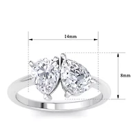 Lab Created 2 ct. t.w. Grown Diamond Toi Et Moi Ring, Pear-Pear, 14K Gold