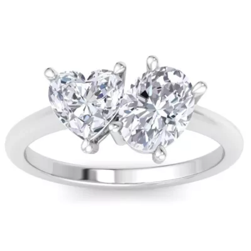 Lab Created 2 ct. t.w. Grown Diamond Toi Et Moi Ring, Heart-Oval, 14K Gold