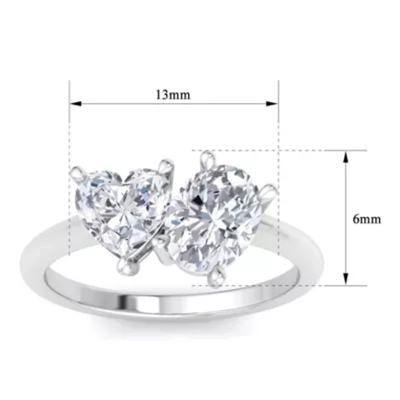 Lab Created 2 ct. t.w. Grown Diamond Toi Et Moi Ring, Heart-Oval, 14K Gold