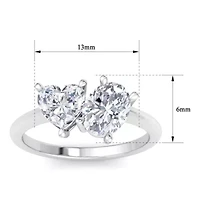 Lab Created 2 ct. t.w. Grown Diamond Toi Et Moi Ring, Heart-Oval, 14K Gold