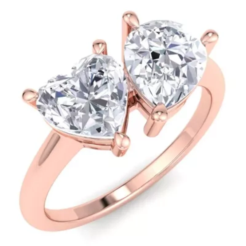 Lab Created 2 ct. t.w. Grown Diamond Toi Et Moi Ring, Heart-Pear, 14K Gold