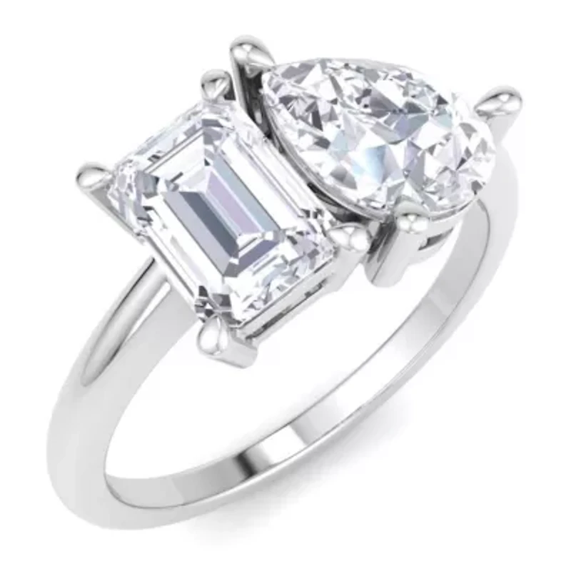 Lab Created 2 ct. t.w. Grown Diamond Toi Et Moi Ring, Emerald-Pear, 14K Gold