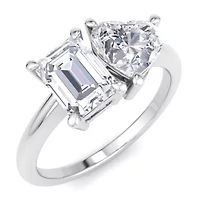 Lab Created 2 ct. t.w. Grown Diamond Toi Et Moi Ring, Emerald-Heart, 14K Gold