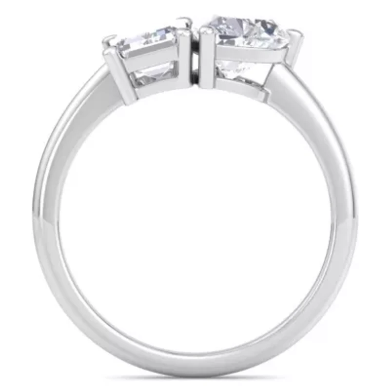Lab Created 2 ct. t.w. Grown Diamond Toi Et Moi Ring, Emerald-Heart, 14K Gold