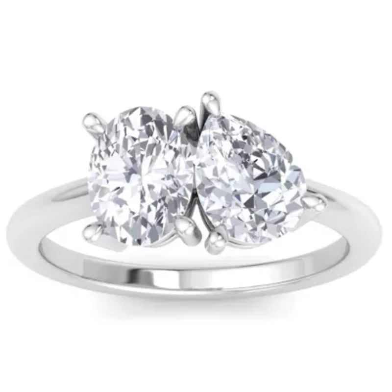 Lab Created 2 ct. t.w. Grown Diamond Toi Et Moi Ring, Oval-Pear, 14K Gold