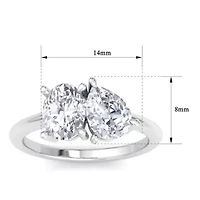 Lab Created 2 ct. t.w. Grown Diamond Toi Et Moi Ring, Oval-Pear, 14K Gold