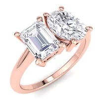 Lab Created 2 ct. t.w. Grown Diamond Toi Et Moi Ring, Emerald-Oval, 14K Gold