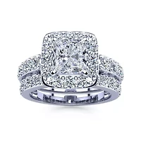 Lab Created 2 1/4 Carat Princess Cut Grown Diamond Bridal Set 14K Rose Gold