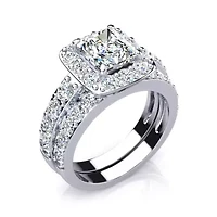 Lab Created 2 1/4 Carat Princess Cut Grown Diamond Bridal Set 14K Rose Gold