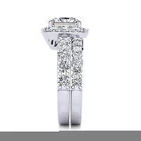 Lab Created 2 1/4 Carat Princess Cut Grown Diamond Bridal Set 14K Rose Gold