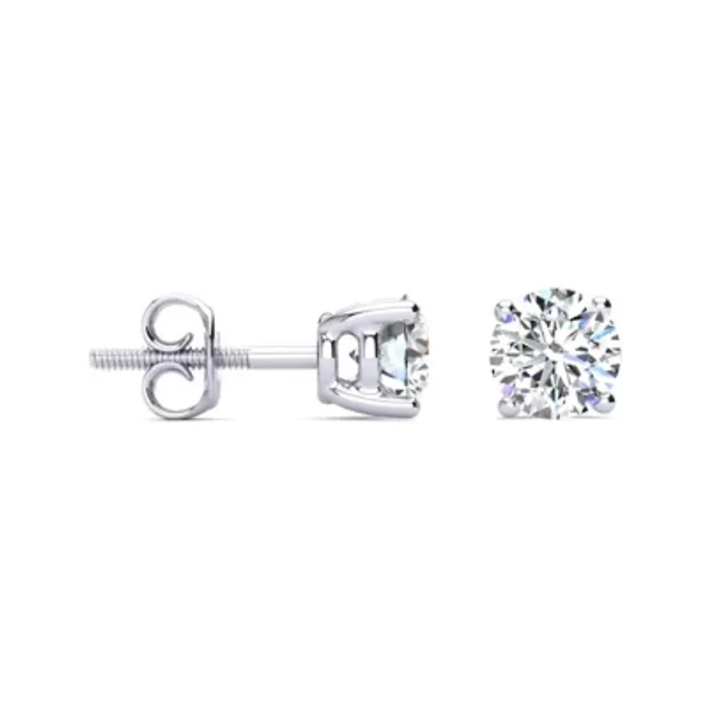 Lab Created 1 1/2 Carat Grown Diamond Stud Earrings 14K Yellow Gold