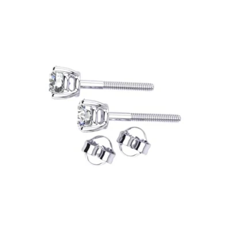 Lab Created 1 1/2 Carat Grown Diamond Stud Earrings 14K Yellow Gold