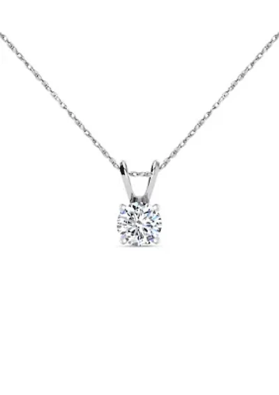 Lab Created 1/2 Carat Grown Diamond Solitaire Necklace 14K Yellow Gold, 18 Inches