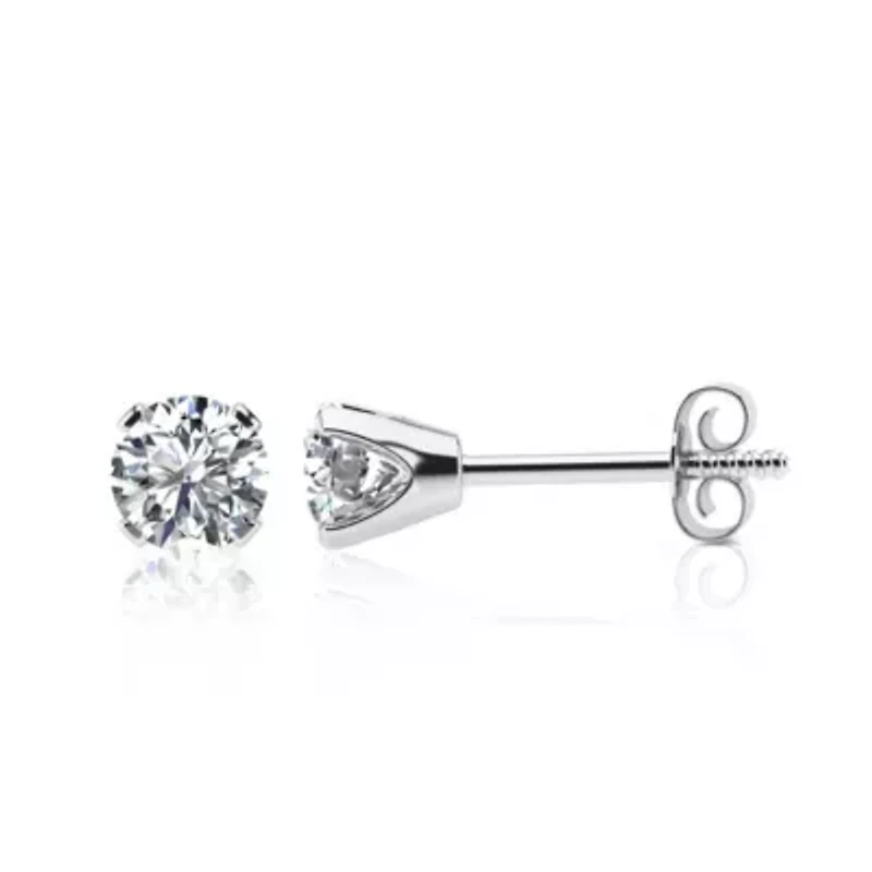 Lab Created 1 Carat Grown Diamond Stud Earrings 14K Yellow Gold