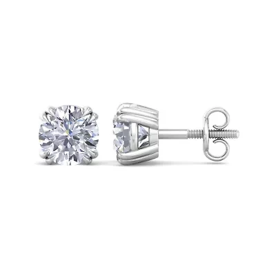 Lab Created 4 ct. t.w. Lab Grown Diamond Earrings In 14 Karat Gold, Double Prong Setting