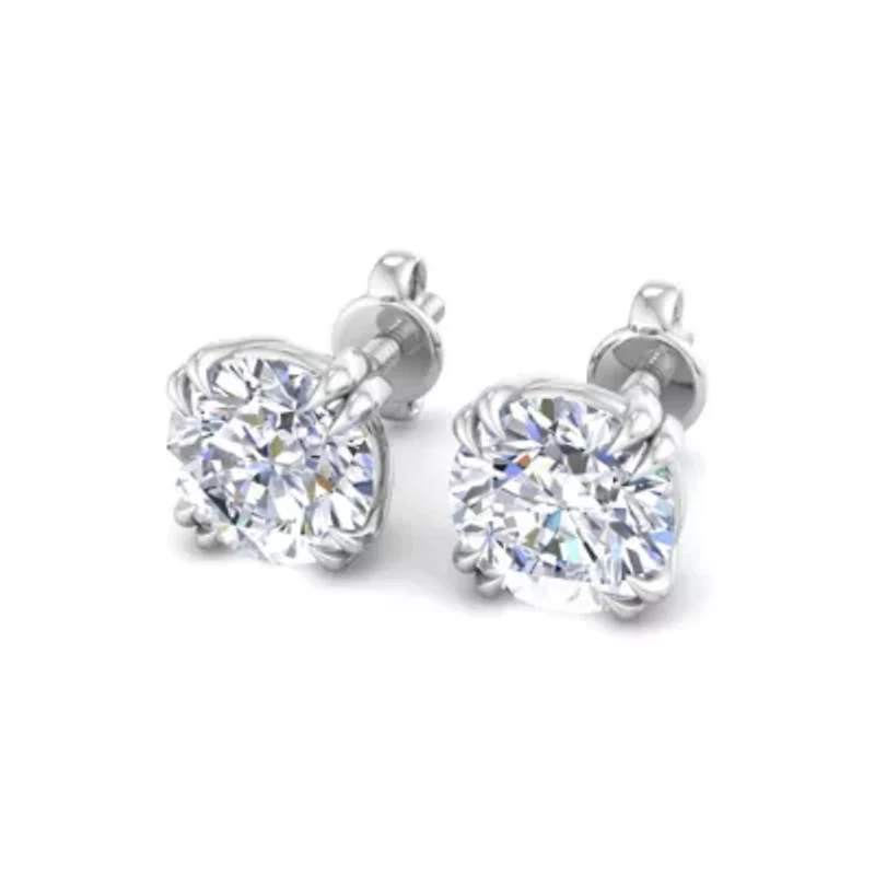 Lab Created 4 ct. t.w. Lab Grown Diamond Earrings In 14 Karat Gold, Double Prong Setting