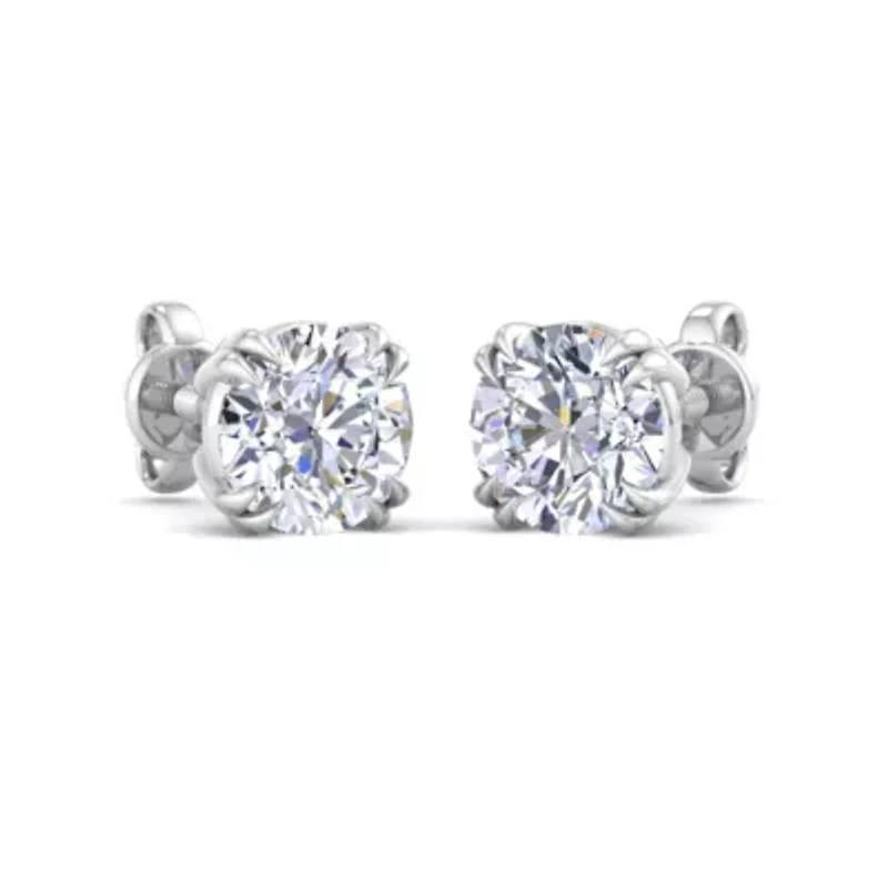 Lab Created 4 ct. t.w. Lab Grown Diamond Earrings In 14 Karat Gold, Double Prong Setting