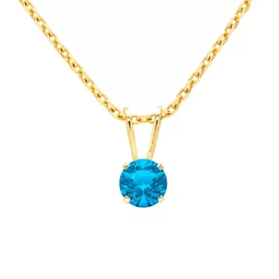 1/ ct. t.w. Gemstone Solitaire Necklace Yellow Gold With 18 Inch Chain