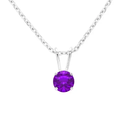 1/4 ct. t.w. Gemstone Solitaire Necklace White Gold With 18 Inch Chain
