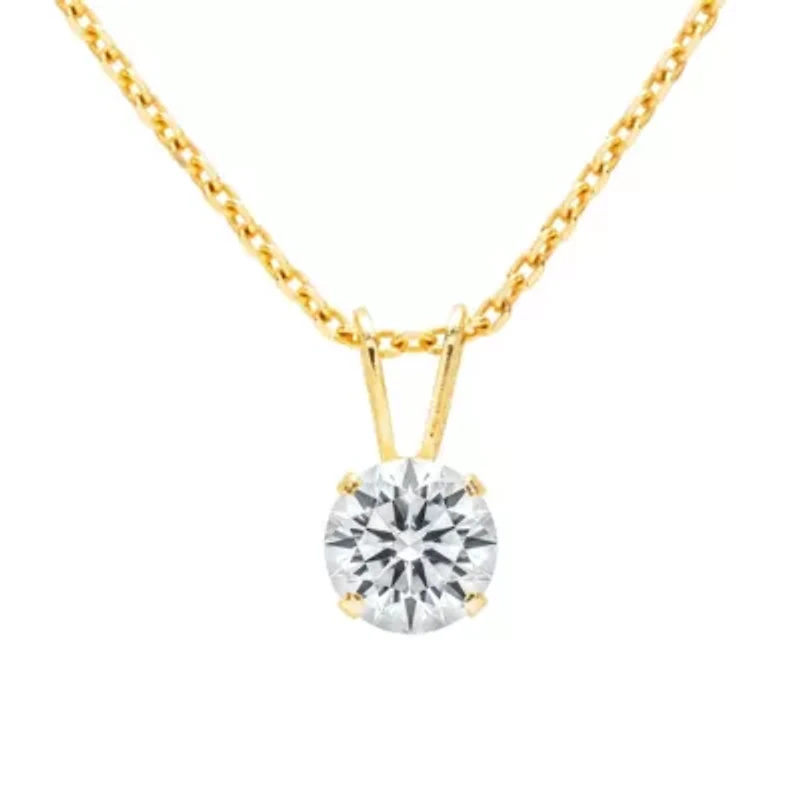 Lab Created / ct. t.w. Lab Grown Diamond Solitaire Necklace In 14K Gold With 18 Inch Chain