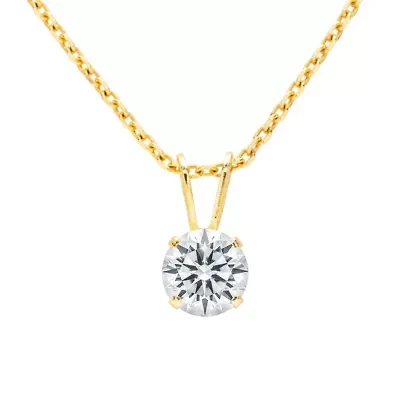 Lab Created 3/4 ct. t.w. Lab Grown Diamond Solitaire Necklace In White or Yellow Gold With Free Chain