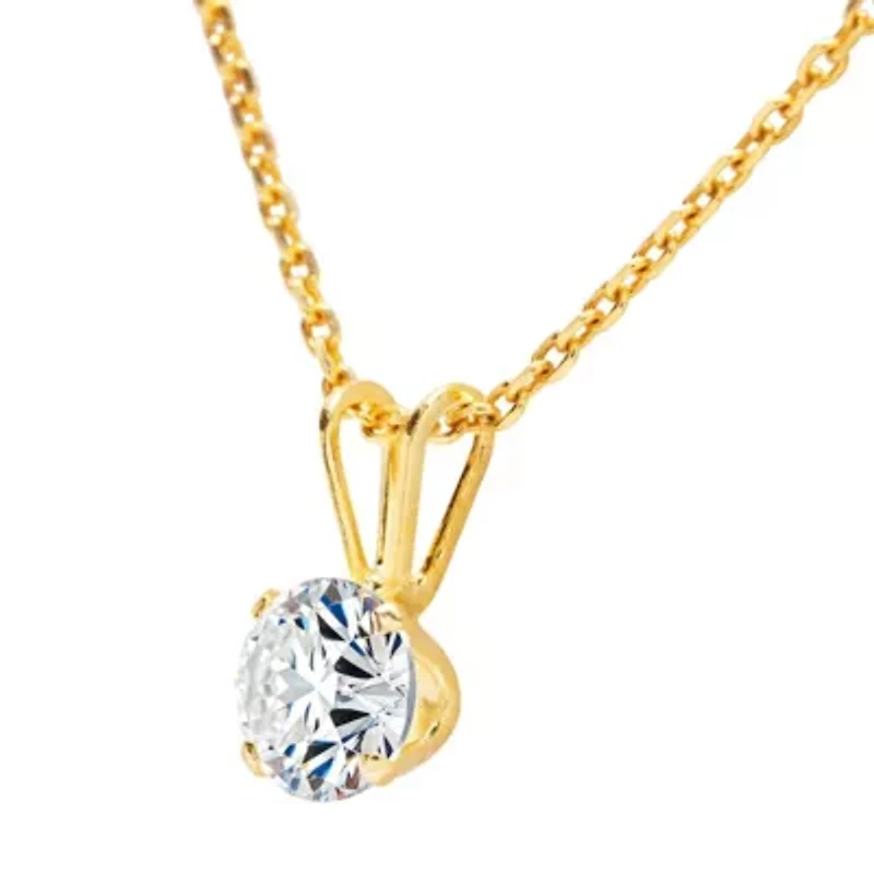 Lab Created / ct. t.w. Lab Grown Diamond Solitaire Necklace In 14K Gold With 18 Inch Chain