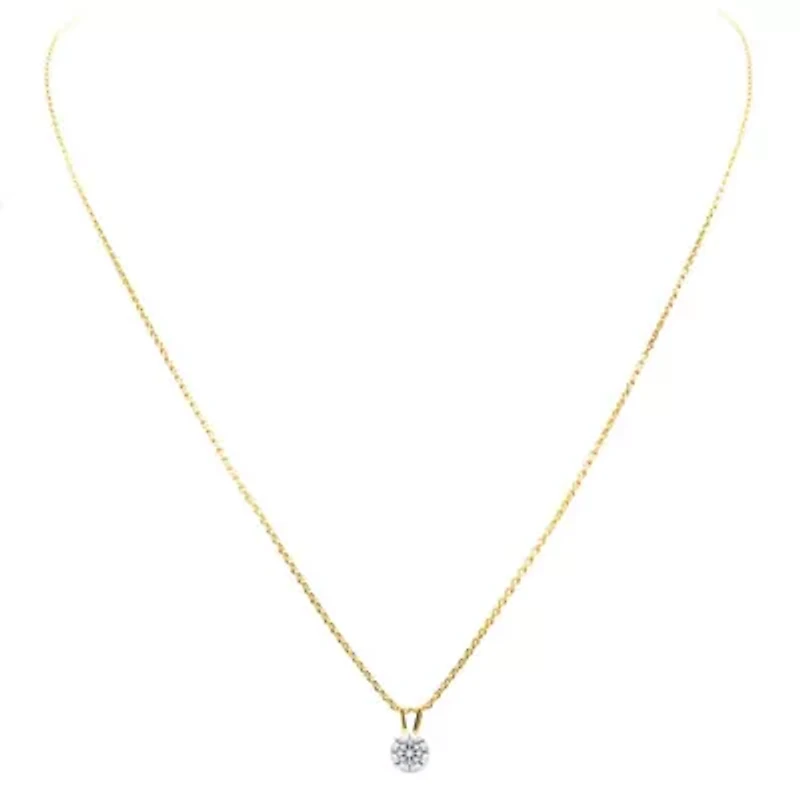 Lab Created / ct. t.w. Lab Grown Diamond Solitaire Necklace In 14K Gold With 18 Inch Chain