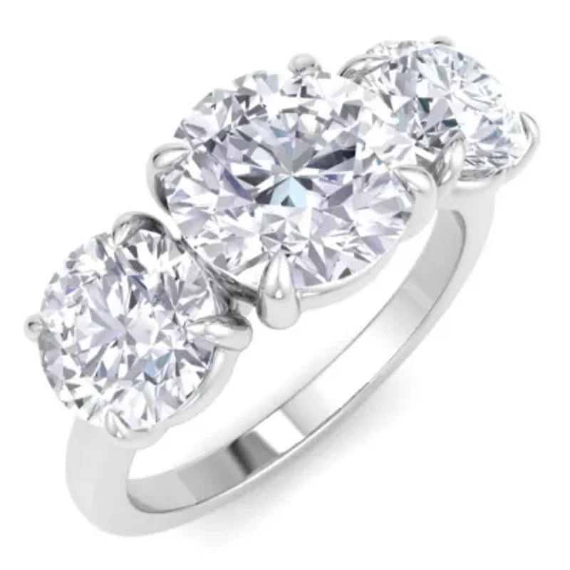 Lab Created Carat Grown Diamond Three Stone Engagement Ring Sterling Silver