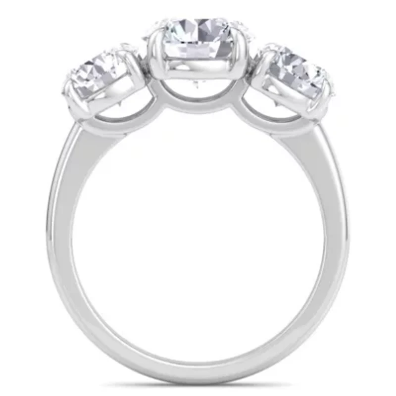 Lab Created Carat Grown Diamond Three Stone Engagement Ring Sterling Silver