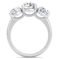Lab Created Carat Grown Diamond Three Stone Engagement Ring Sterling Silver