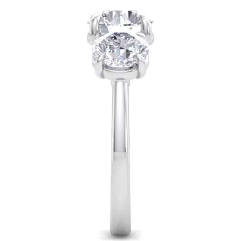 Lab Created Carat Grown Diamond Three Stone Engagement Ring Sterling Silver