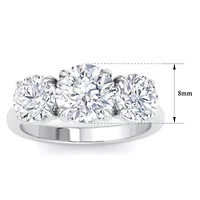 Lab Created Carat Grown Diamond Three Stone Engagement Ring Sterling Silver