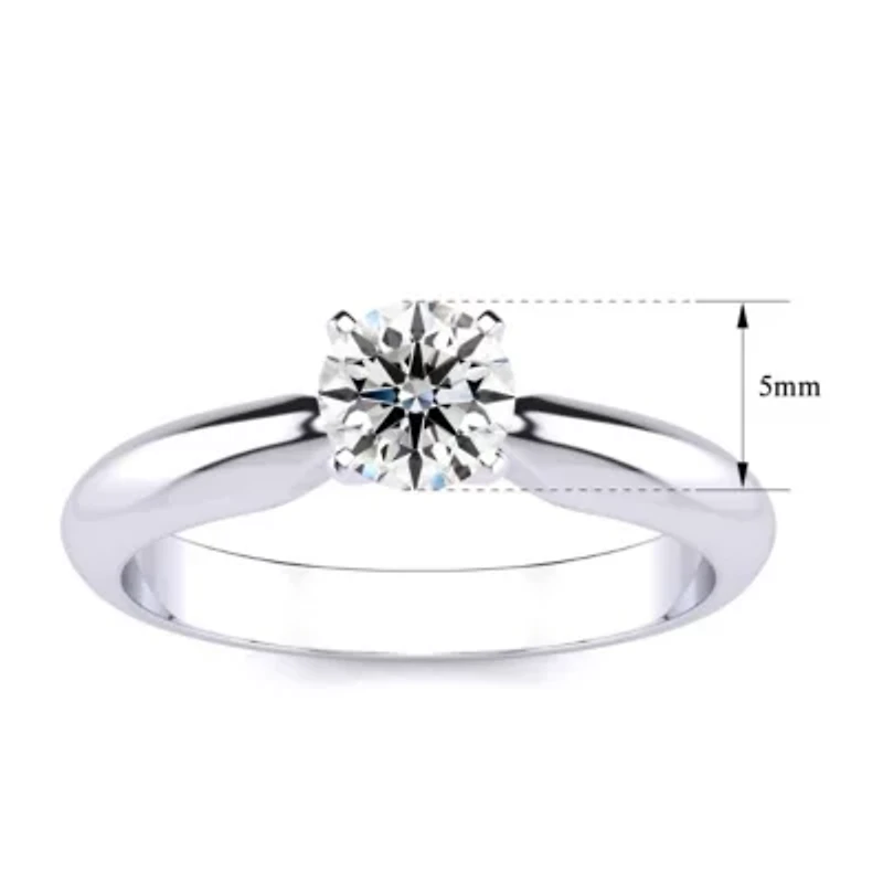 Lab Created Carat Grown Diamond Solitaire Ring Sterling Silver