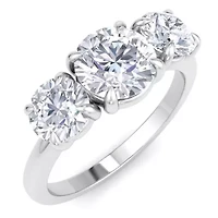 Lab Created Carat Grown Diamond Three Stone Engagement Ring Sterling Silver