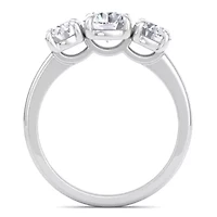 Lab Created Carat Grown Diamond Three Stone Engagement Ring Sterling Silver
