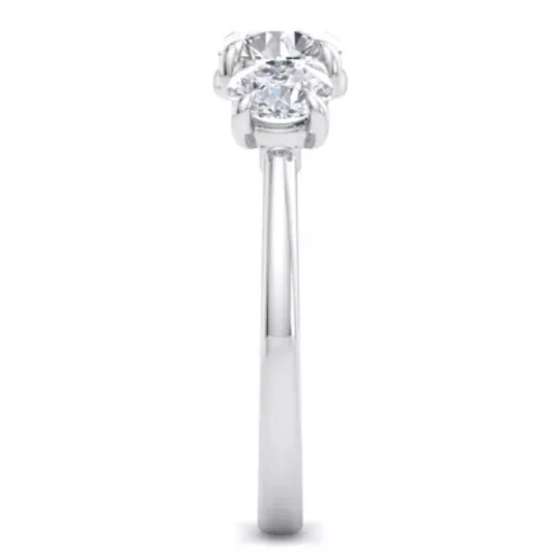 Lab Created Carat Grown Diamond Three Stone Engagement Ring Sterling Silver