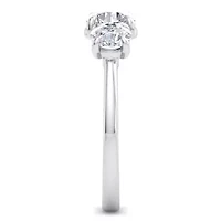 Lab Created Carat Grown Diamond Three Stone Engagement Ring Sterling Silver