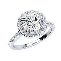 Lab Created Carat Halo Grown Diamond Engagement Ring Sterling Silver