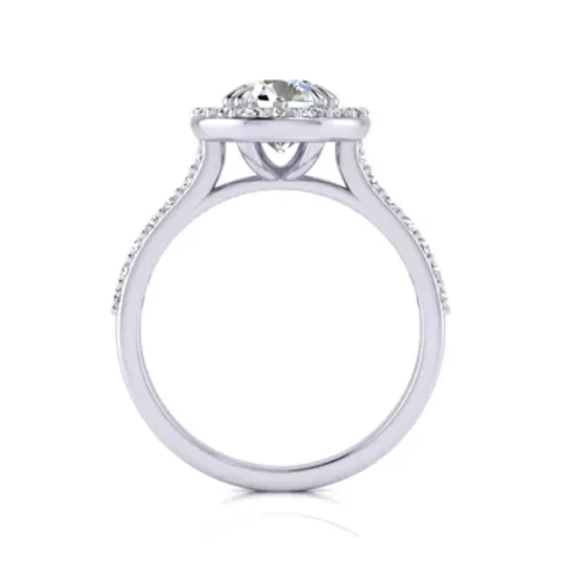 Lab Created Carat Halo Grown Diamond Engagement Ring Sterling Silver