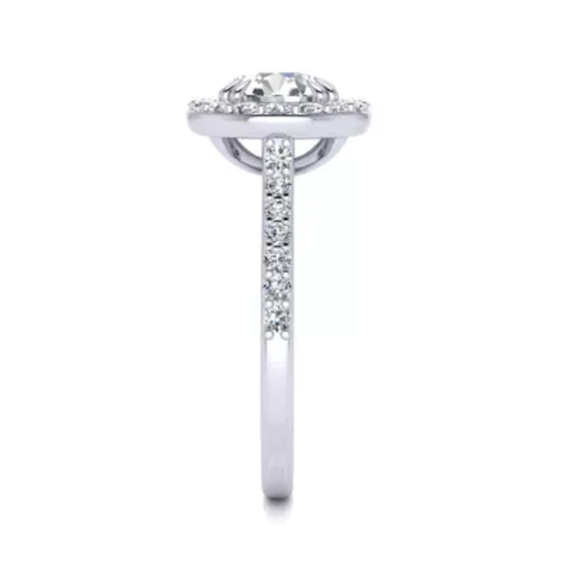 Lab Created Carat Halo Grown Diamond Engagement Ring Sterling Silver
