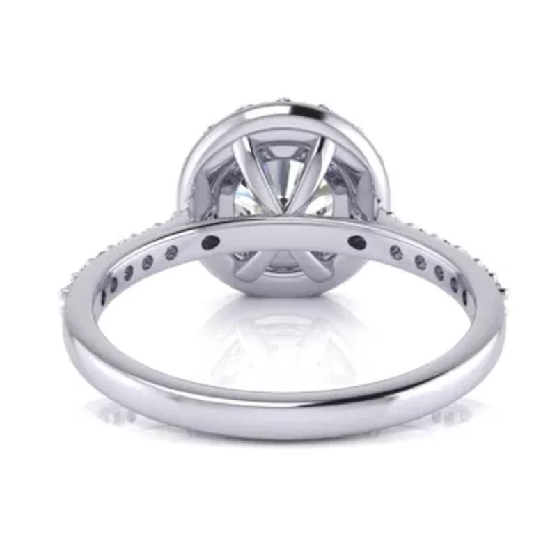 Lab Created Carat Halo Grown Diamond Engagement Ring Sterling Silver