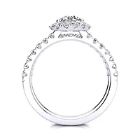 Lab Created Carat Halo Grown Diamond Bridal Set Sterling Silver
