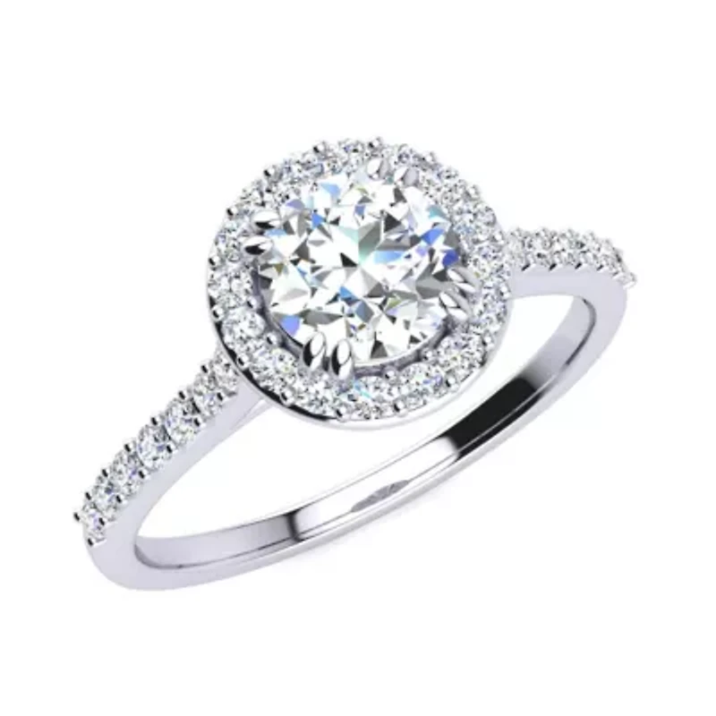 Lab Created Carat Halo Grown Diamond Engagement Ring Sterling Silver