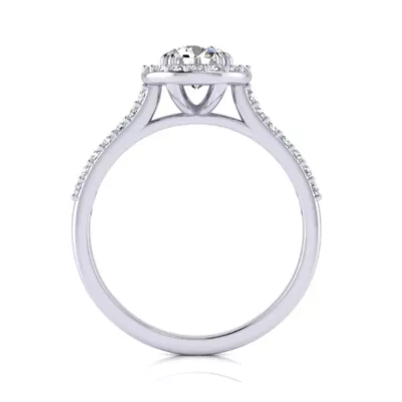 Lab Created Carat Halo Grown Diamond Engagement Ring Sterling Silver