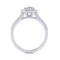 Lab Created Carat Halo Grown Diamond Engagement Ring Sterling Silver