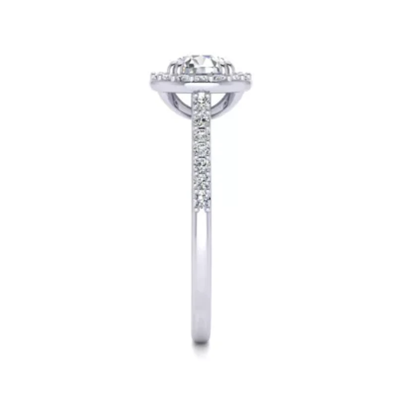Lab Created Carat Halo Grown Diamond Engagement Ring Sterling Silver